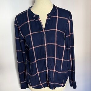 Splendid Navy & Red Plaid Button Down Shirt